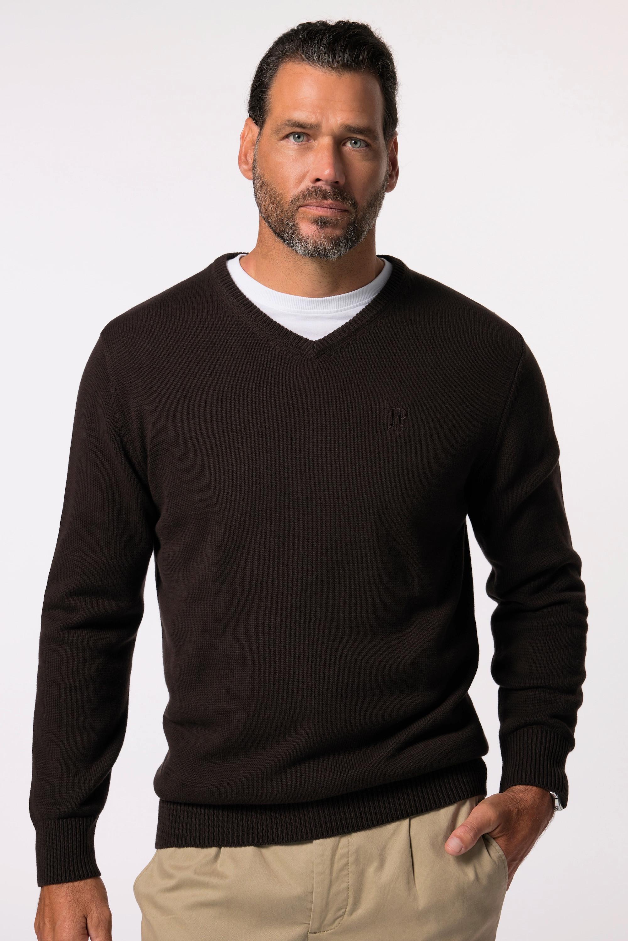 JP1880  Pullover basic in cotone con scollo a V 