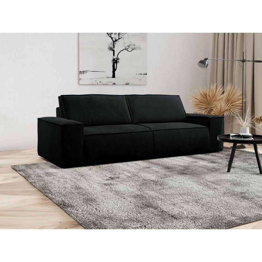 PASCAL MORABITO Schlafsofa 4-Sitzer - Cord - Schwarz - AMELIA  