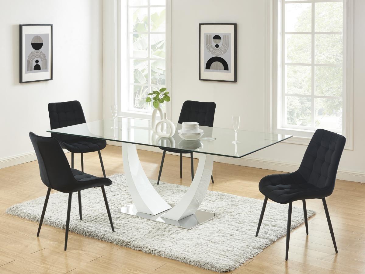 Vente-unique Polsterstuhl 6er-Set - Samt &es Metall - Schwarz - OLLUA  