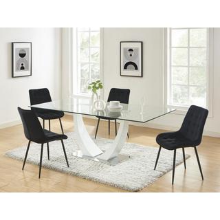 Vente-unique Polsterstuhl 6er-Set - Samt &es Metall - Schwarz - OLLUA  