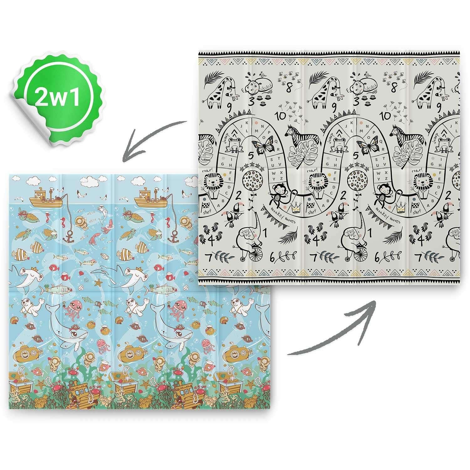 B2X Tapis de jeu pliable 200 x 180 x 1 cm Nukido NK-340 Ocean Safari  