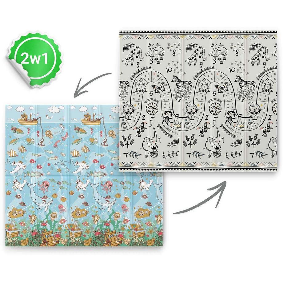 B2X Tapis de jeu pliable 200 x 180 x 1 cm Nukido NK-340 Ocean Safari  