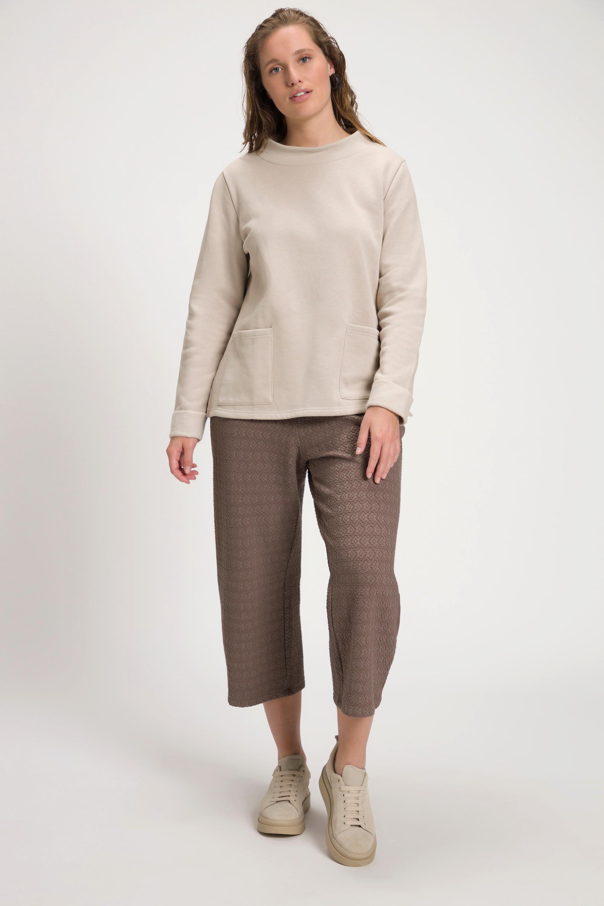 Ulla Popken  Sweat-shirt, col montant, manches longues, coton bio 