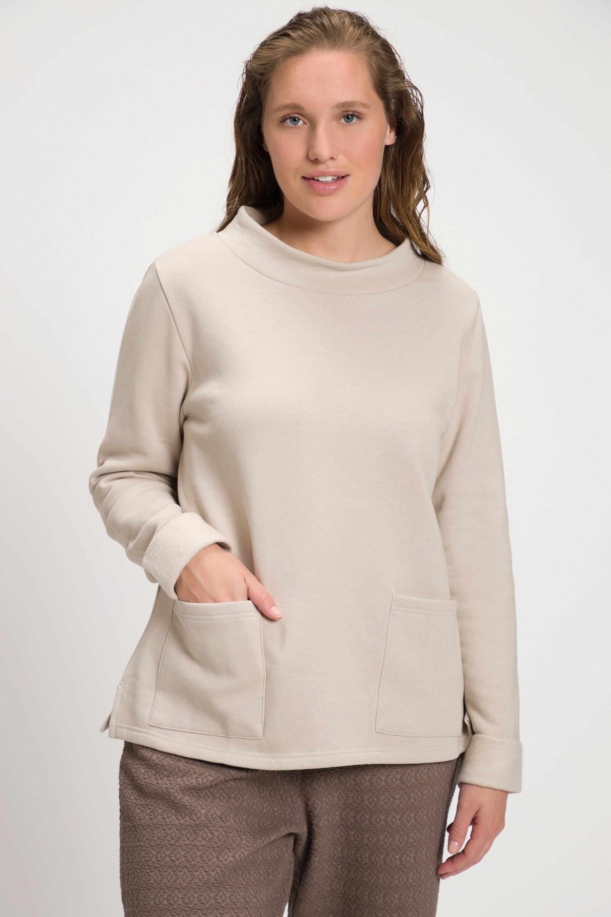 Ulla Popken  Sweat-shirt, col montant, manches longues, coton bio 