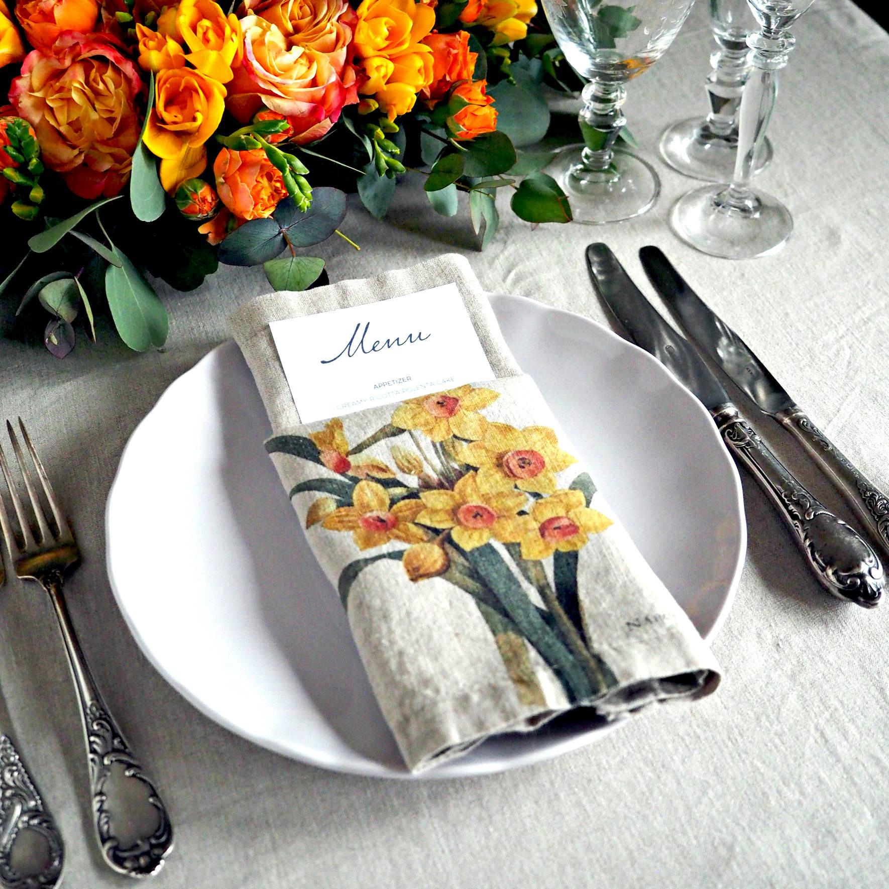 Linoroom 6er-Set Gartenblumen-Servietten  