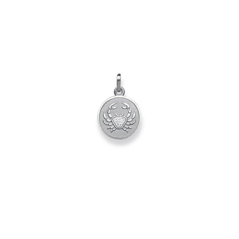 MUAU Schmuck  Pendentif signe du zodiaque crabe or blanc 750, 19x12mm 