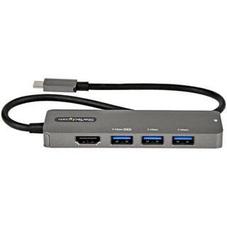 STARTECH.COM  Adaptateur Multiport USB-C - Adaptateur USB-C vers HDMI 2.0b 4K 60Hz (HDR10), Alimentation 100W Passthrough, Hub 4 Ports USB 3.0 - Mini Dock USB Type-C - Câble Intégré 30cm 