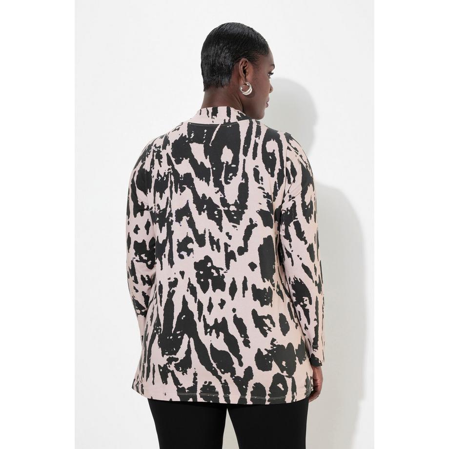 Ulla Popken T-shirt Manches Longues Col Montant Pierres Fantaisie Coupe Classic Fit  