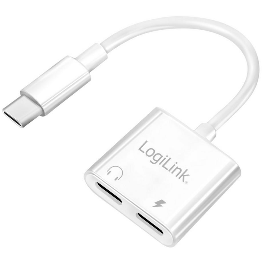 Adattatore USB-C con 1 porta audio, 1 porta USB-C PD 60W Bianco