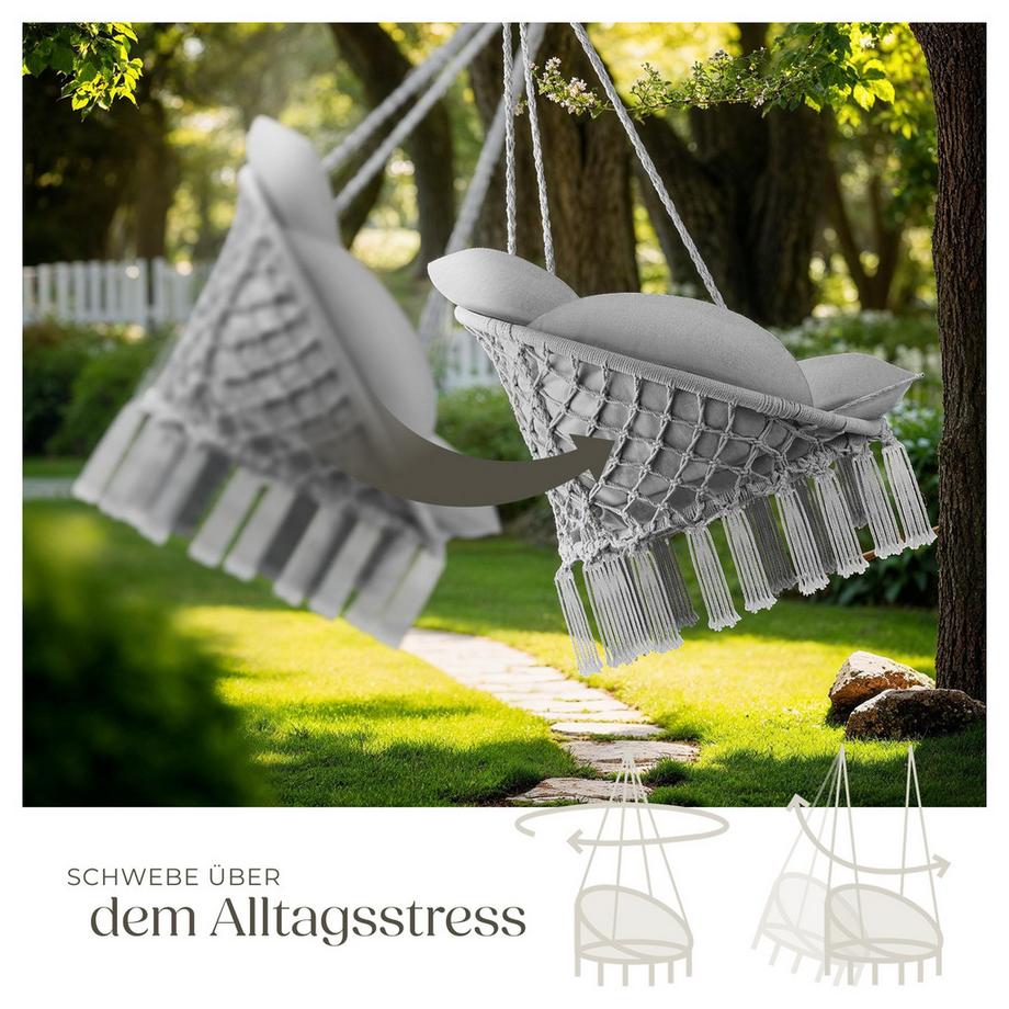 Tectake Fauteuil suspendu SAMIRA avec un coussin d'assise épais  