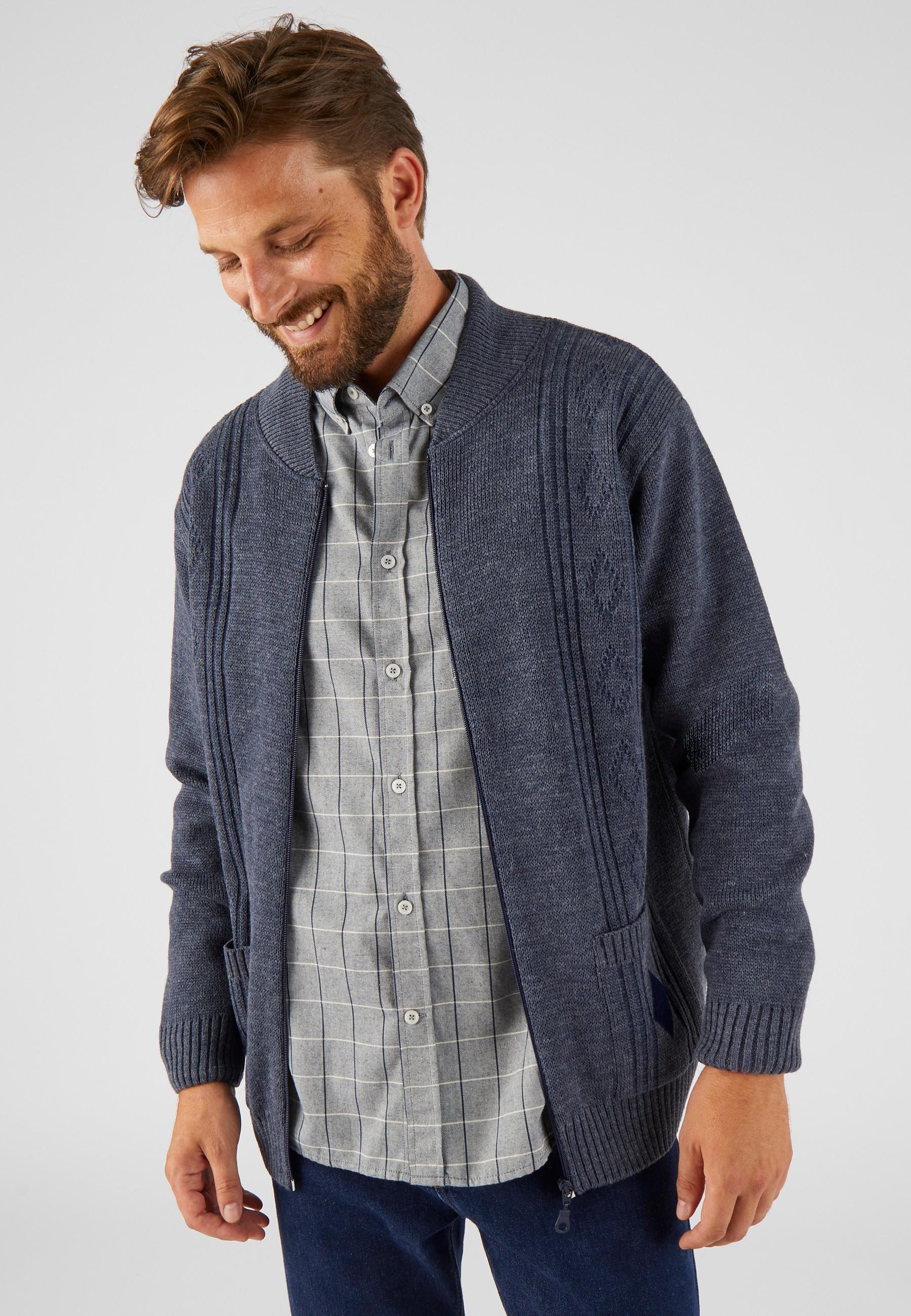 Image of Jacquard-strickjacke Mit Reißverschluss. Damen Blau 44