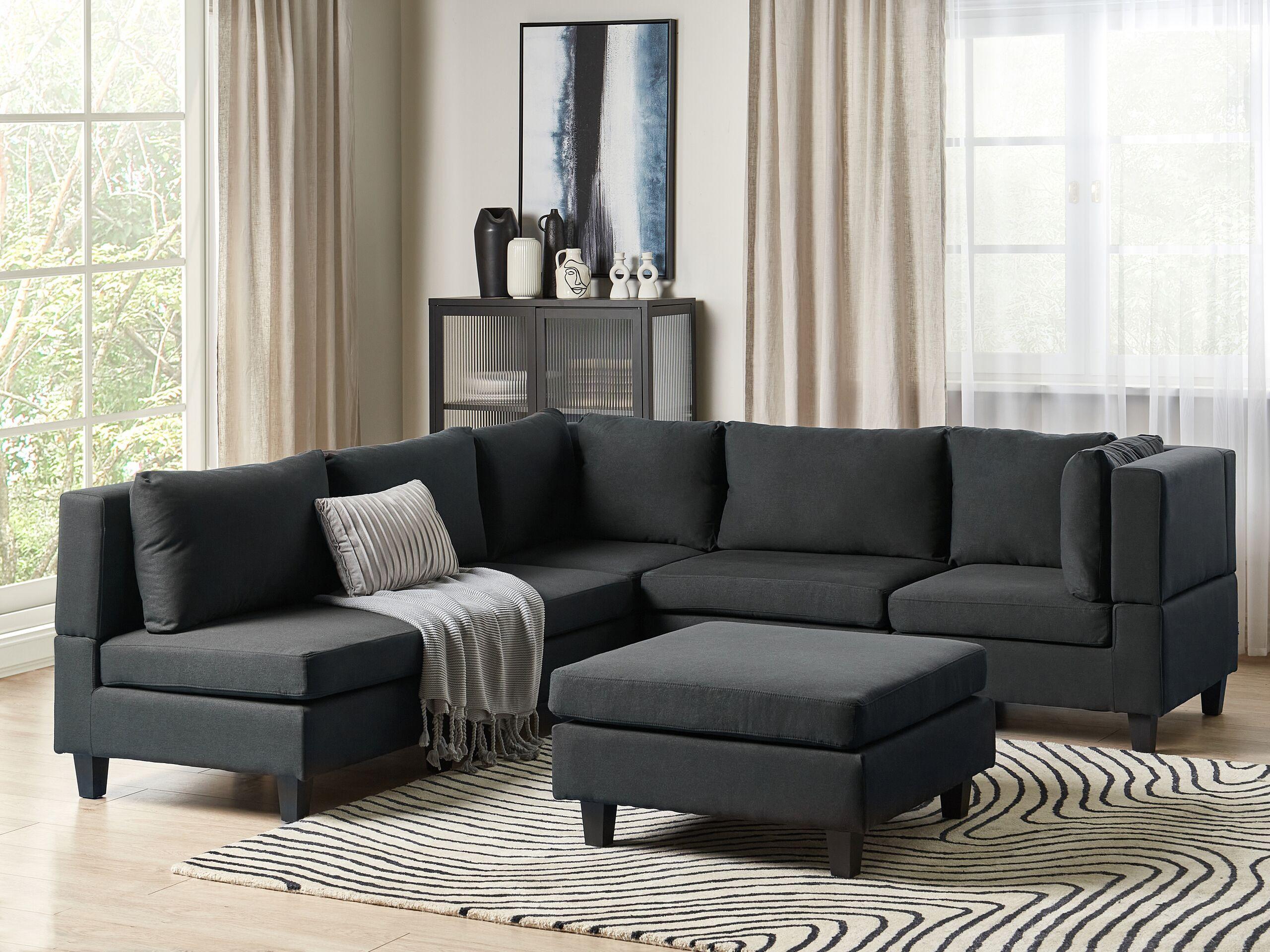 Beliani Ecksofa mit Ottomane aus Polyester Modern UNSTAD  