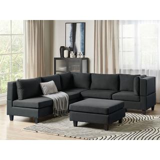 Beliani Ecksofa mit Ottomane aus Polyester Modern UNSTAD  