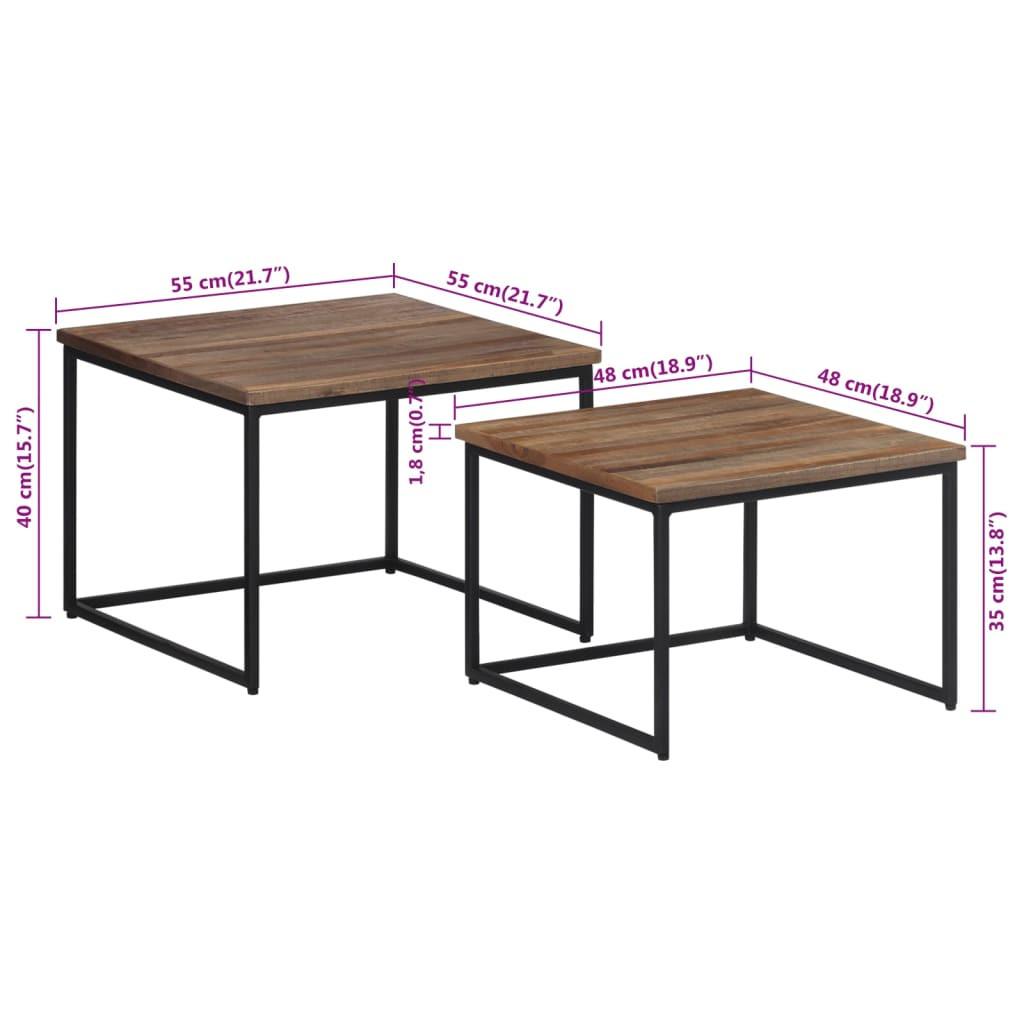 VidaXL Table basse gigogne teck  