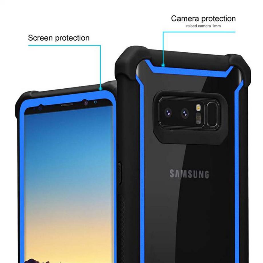 Cadorabo  Housse compatible avec Samsung Galaxy NOTE 8 - Coque de protection 2 en 1 avec bord en silicone TPU et dos en verre acrylique 