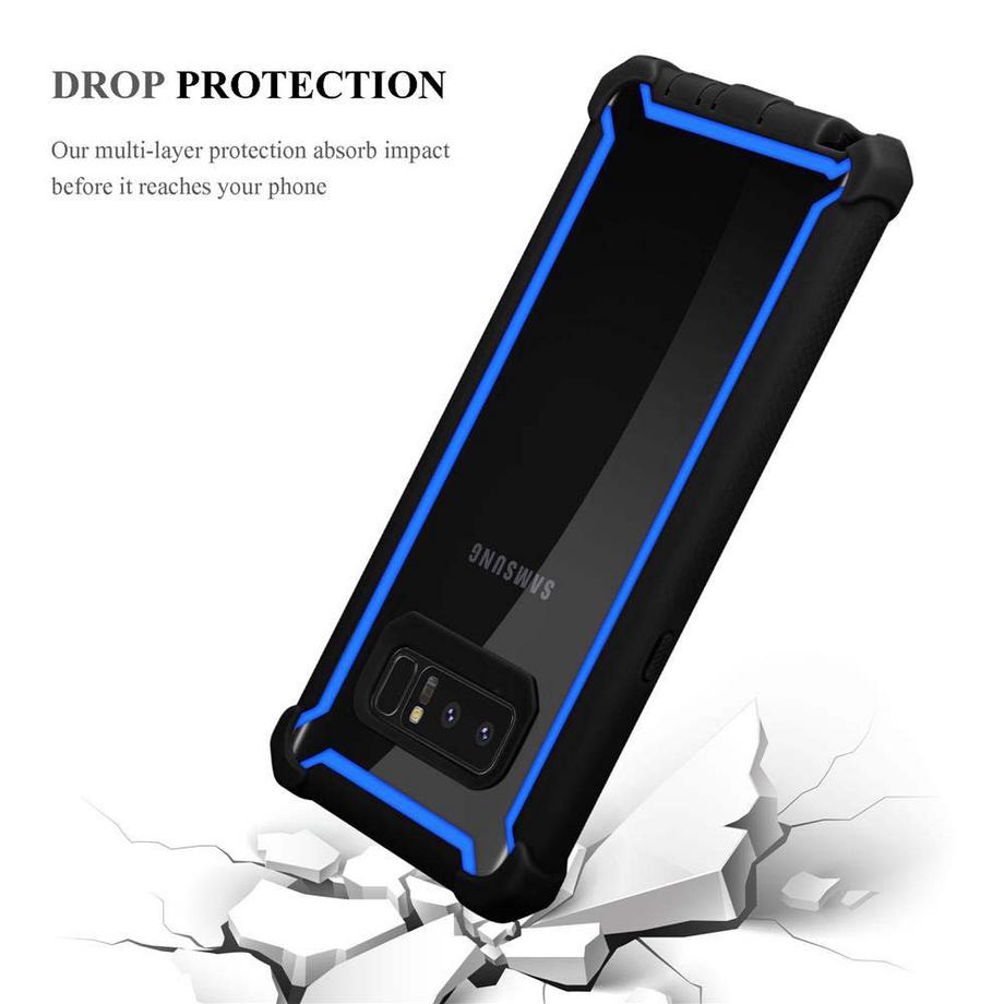 Cadorabo  Housse compatible avec Samsung Galaxy NOTE 8 - Coque de protection 2 en 1 avec bord en silicone TPU et dos en verre acrylique 