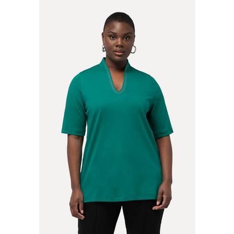 Ulla Popken  T-Shirt, Pima Cotton, A-Linie, Kelchkragen, Halbarm 