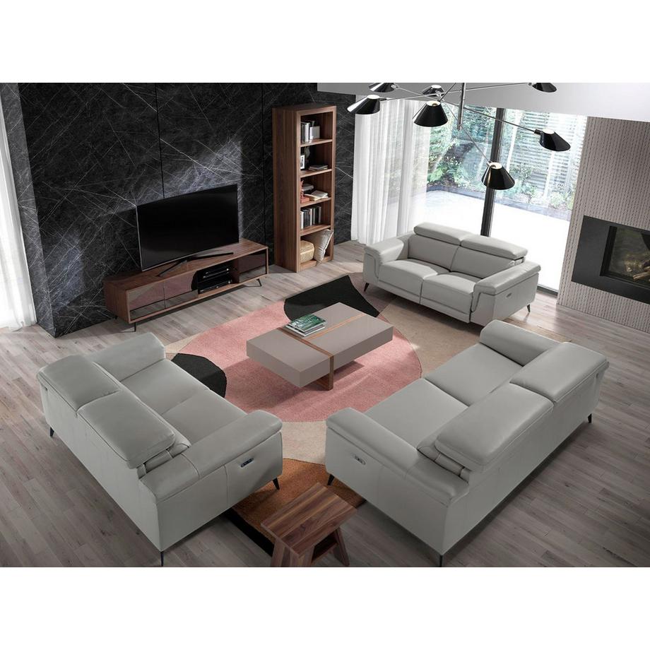 ANGEL CERDA Canapé 3 places en cuir gris  