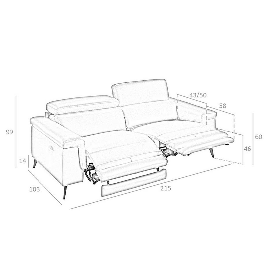 ANGEL CERDA Canapé 3 places en cuir gris  