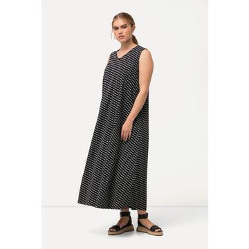 Robe maxi en jersey, sans manches. Silhouette en A évasée et décolleté en V.