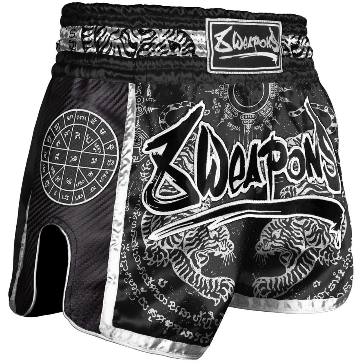 8WEAPONS  Muay Thai Shorts s Carbon - Sak Yant Tigers 