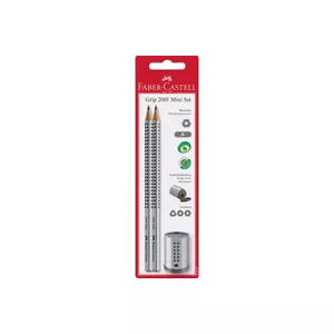 FABER-CASTELL Grip 2001 Mini Set silber 183797 1x Spitzer, 2x Bleistift