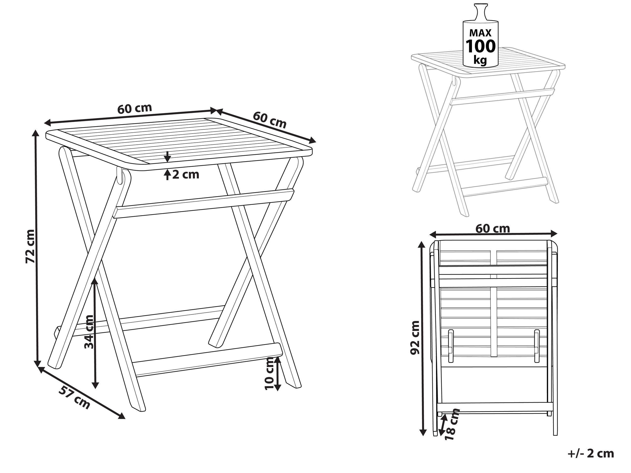 Beliani Tavolino da giardino en Legno d'acacia certificato FSC® Rustico PARAGGI  