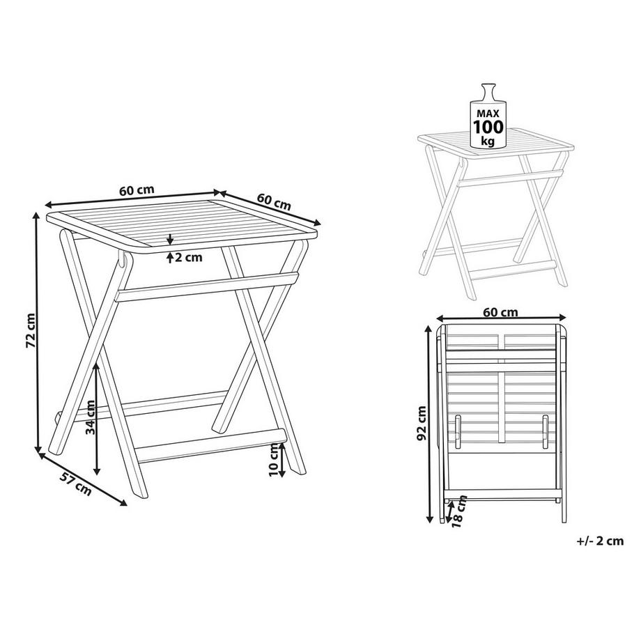 Beliani Outdoor Beistelltisch aus FSC® zertifiziertes Akazienholz Rustikal PARAGGI  