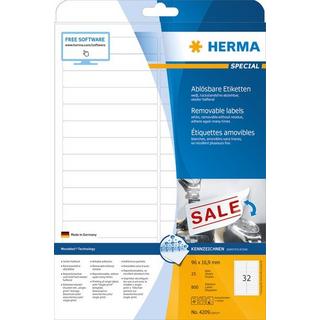 HERMA HERMA Etiketten SPECIAL 96x16.9mm 4209 weiss,non-perm. 800 St./25 Bl.  