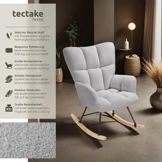 Tectake Sedia a dondolo Torve, imbottita, tessuto bouclé, pattini in legno  