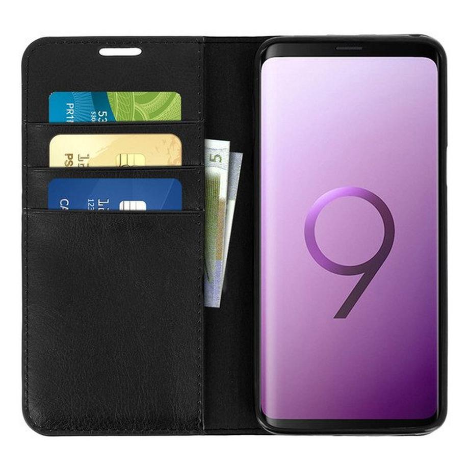 Avizar  Flip Cover Echtleder Galaxy S9 Schwarz 