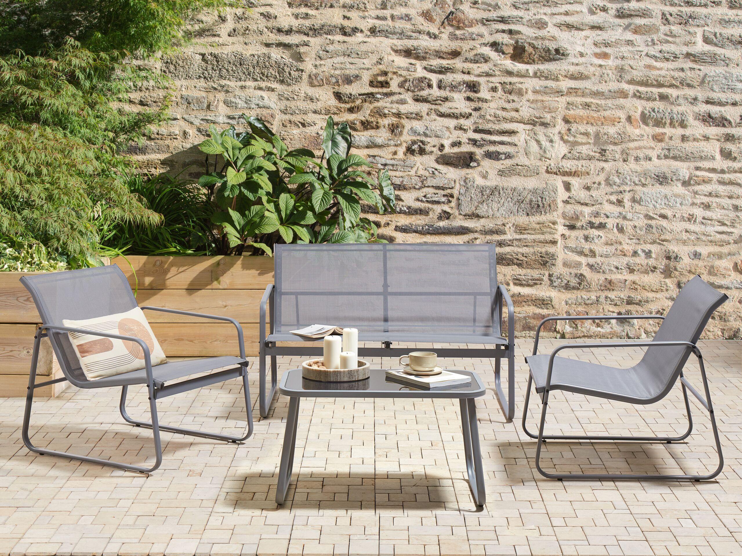 Beliani Set lounge pour jardin en Acier Industriel BARREA  