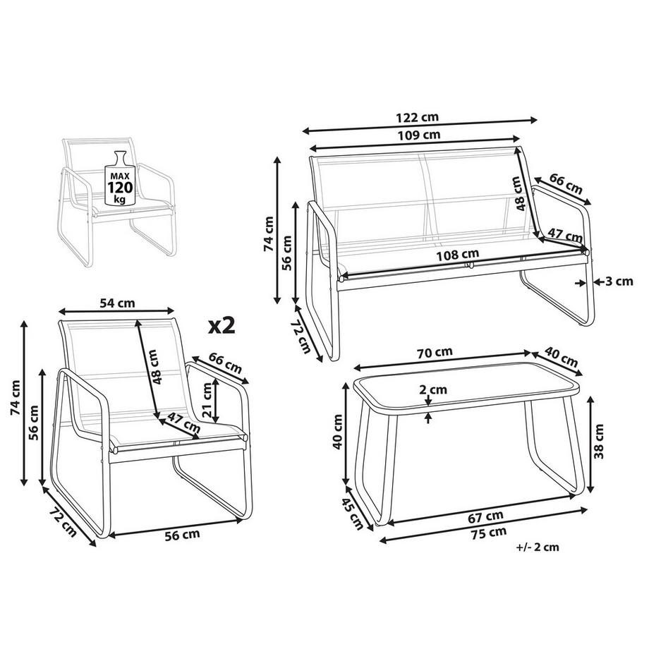 Beliani Lounge Set aus Stahl  BARREA  