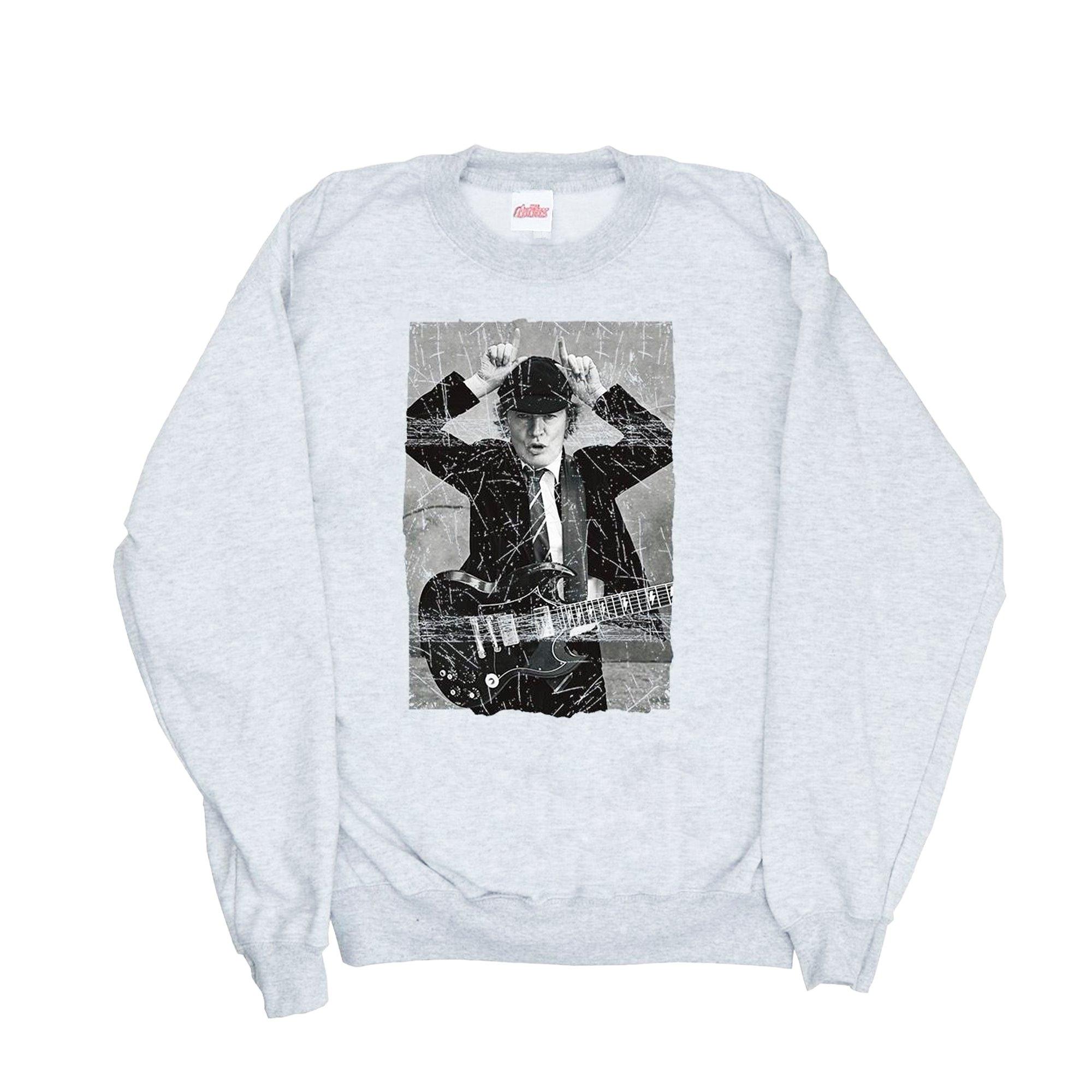 Image of Acdc Angus Young Distressed Photo Sweatshirt Damen Grau XXL