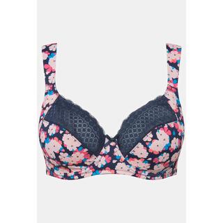 Ulla Popken  Reggiseno con ferretto, pizzo, design floreale, fascia e coppa C-D 