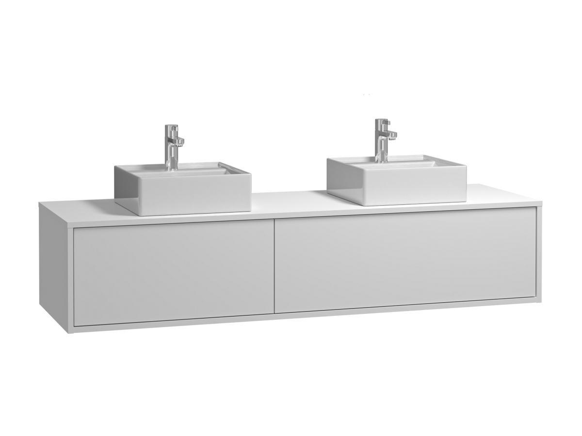 Vente-unique Mobile per bagno sospeso Bianco con lavabo doppio L150 cm - ISAURE II  