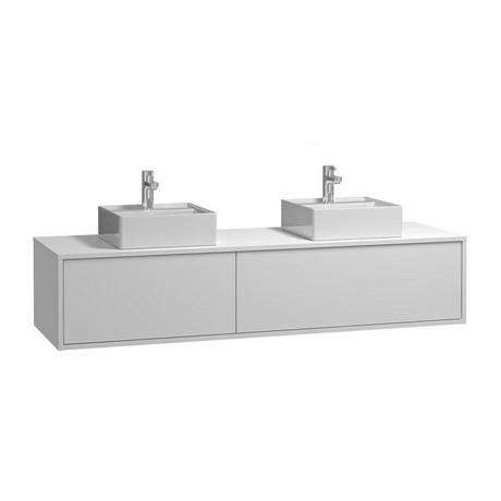 Vente-unique Mobile per bagno sospeso Bianco con lavabo doppio L150 cm - ISAURE II  