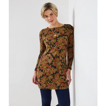 Jersey-Tunika mit herbstlichem Blumenprint