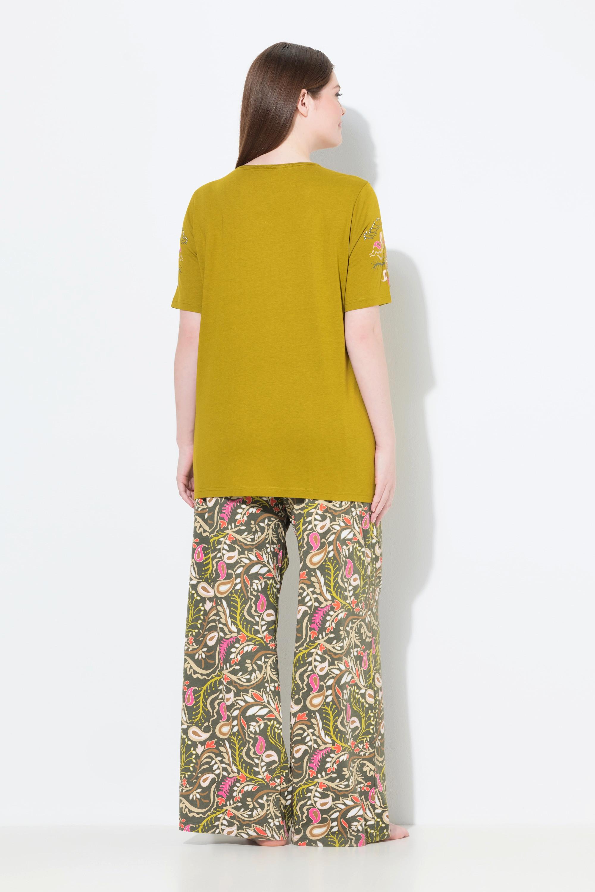 Ulla Popken Pigiama Paisley Scollo Rotondo Mezze Maniche  