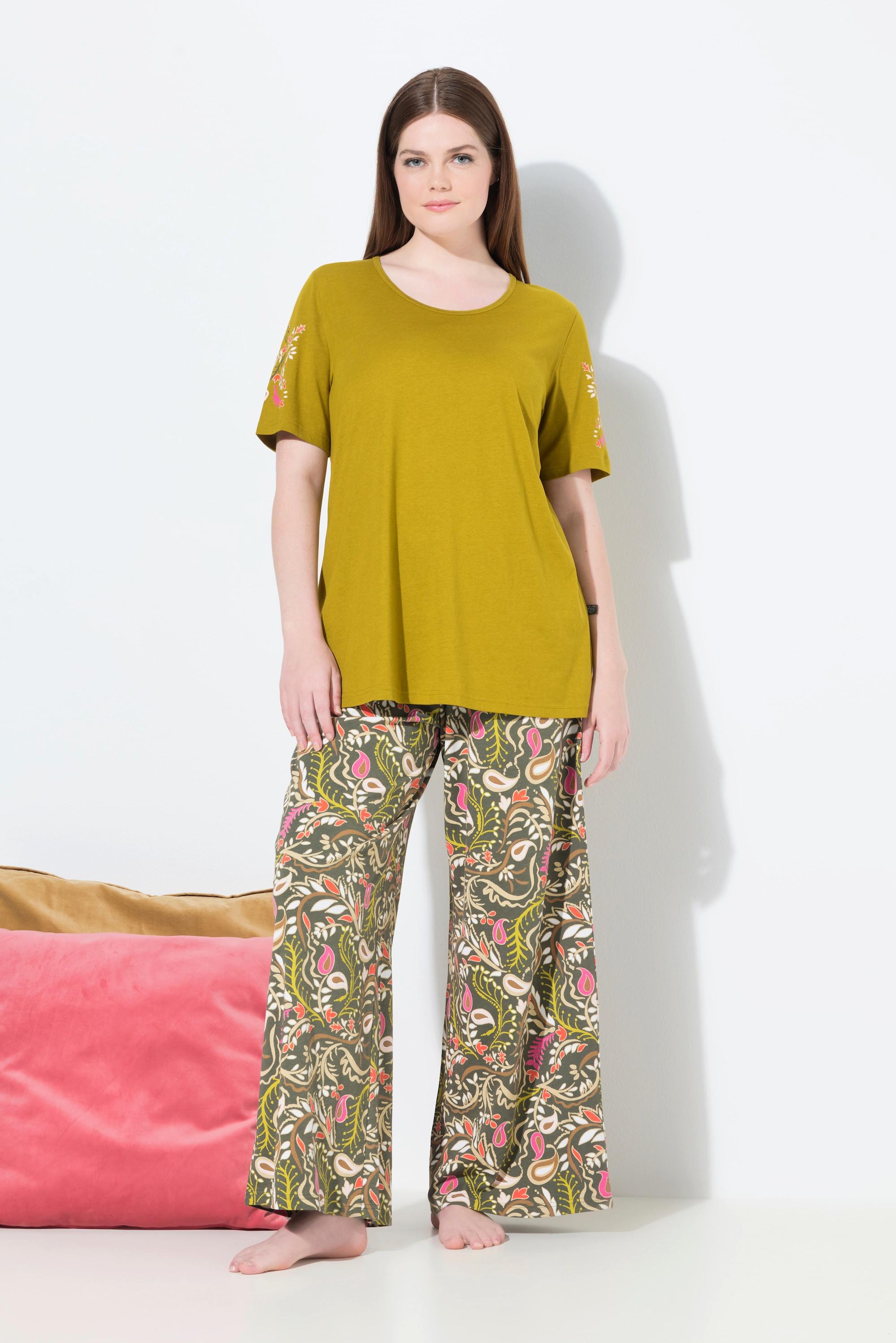 Ulla Popken Pigiama Paisley Scollo Rotondo Mezze Maniche  