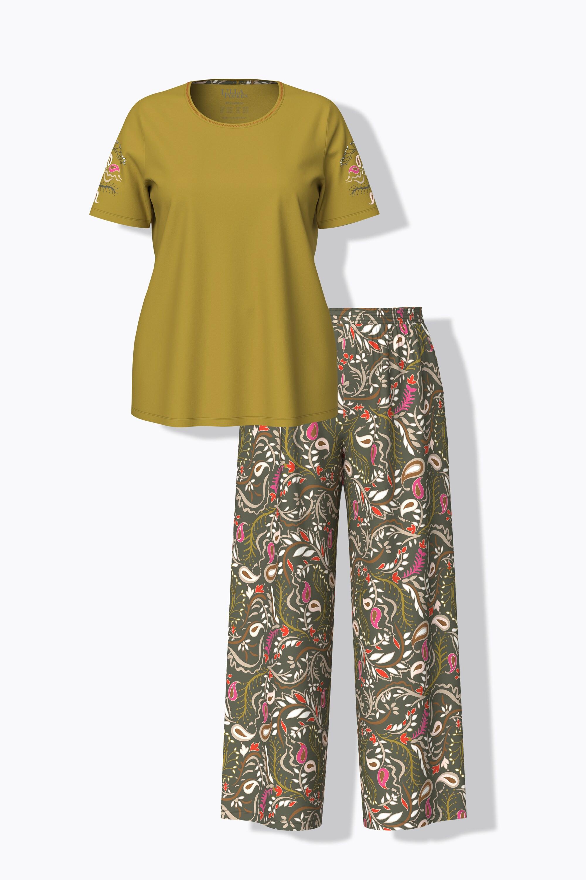 Ulla Popken Pigiama Paisley Scollo Rotondo Mezze Maniche  