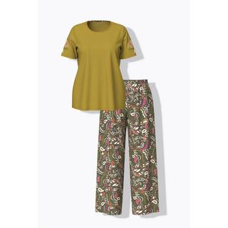 Ulla Popken Pigiama Paisley Scollo Rotondo Mezze Maniche  