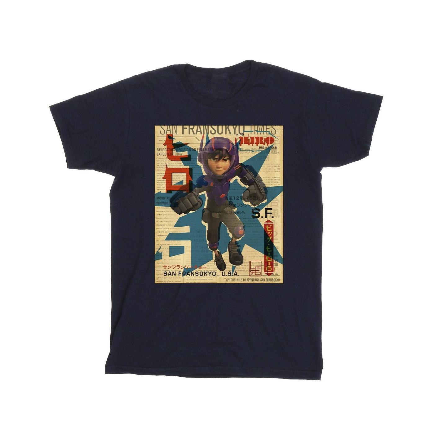 Image of Big Hero 6 Baymax Hiro Newspaper Tshirt Mädchen Marine 128