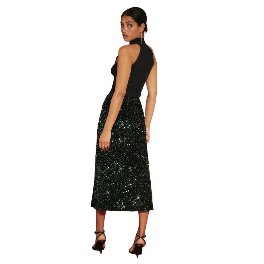 Dorothy Perkins Jupe mi-longue à paillettes avec fente latérale  