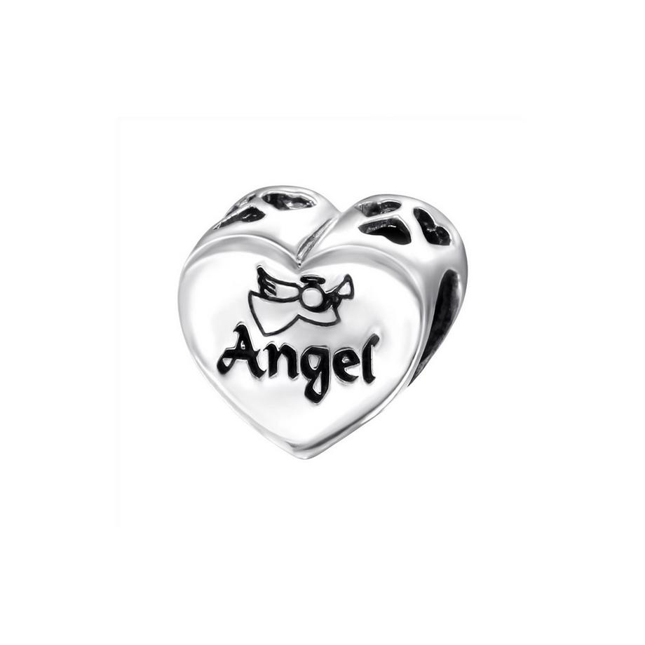 Silver Heart Angel Bead Perle