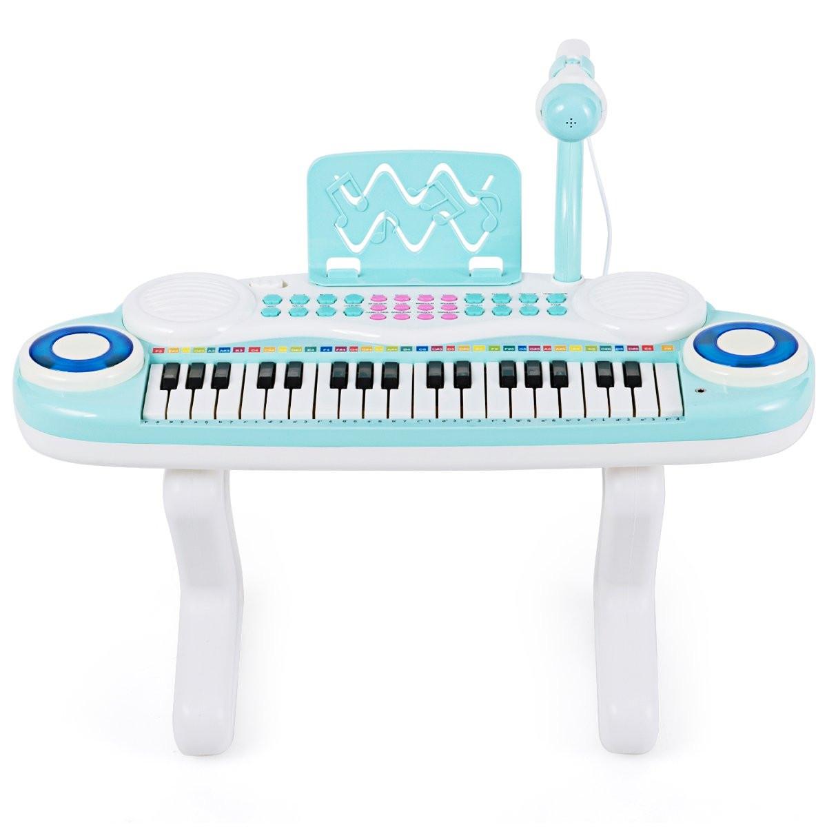 B2X  37 Tasten Digital-Piano Kinder Keyboard Klaviertastatur mit Mikrofon 48 x 20 x 38 cm Blau 