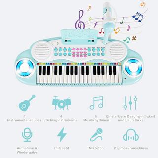 B2X  37 Tasten Digital-Piano Kinder Keyboard Klaviertastatur mit Mikrofon 48 x 20 x 38 cm Blau 