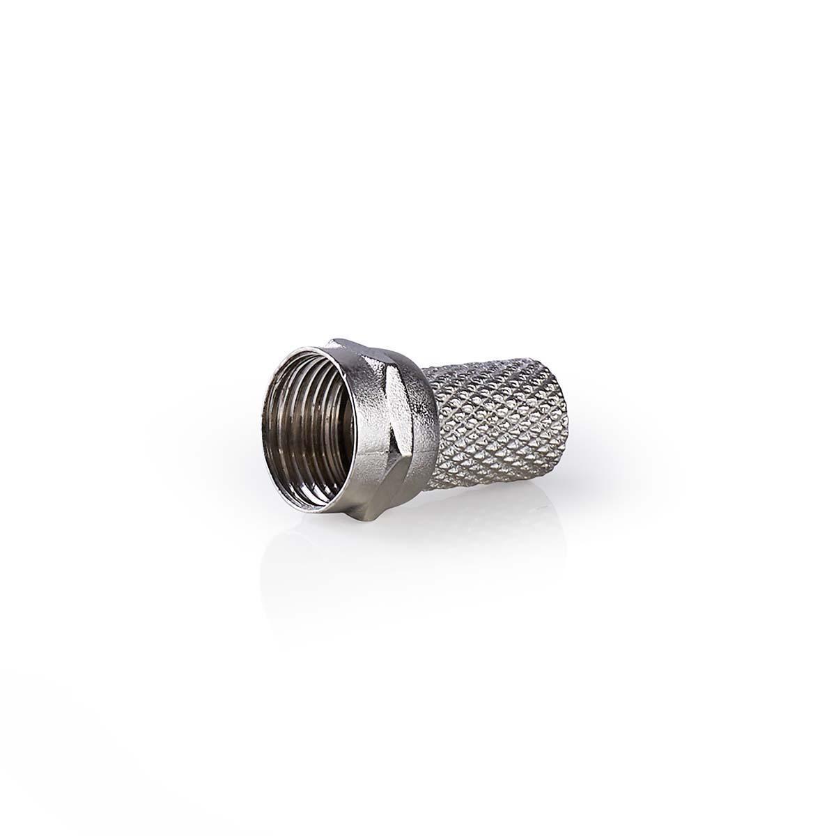 Image of F-stecker | Gerade | Männlich | Vernickelt | 75 Ohm | Verdrehbar | Kabeleingangsdurchmesser: 6,4 Mm | Zinklegierung | Silber | 25 Stk. | Plastikbeutel Unisex