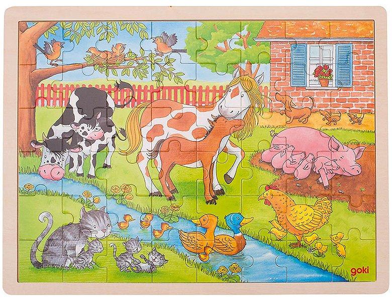 Image of Goki houten legpuzzel Boerderijdieren - 48 stukjes