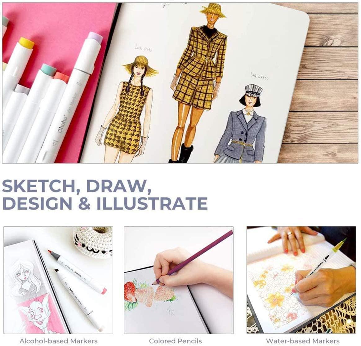 Ohuhu Carnet de croquis artistique à spirale 120 pages  